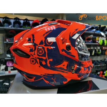 Шлем детский мотард AiM JK802Y Orange Blue - миниатюра 3