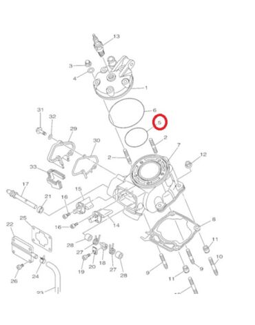 Прокладка под головку кольцо малое YZ125(99 07)