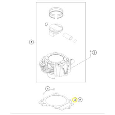 KTM Cylinder base gasket Прокладка цилиндра 690 DUKE 16 19 / ENDOURO 19 24 ( 76630135000 / 76630035000 ) - миниатюра 1