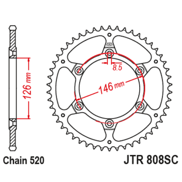 Звезда ведомая JTR808.48SC - миниатюра 1