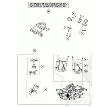 KTM уплотнение форсунки (низ) 690 990 07-> / SXF 11-> / EXCF 12-> / 1190 1290 14-> ( 75041023010 ) - миниатюра 1