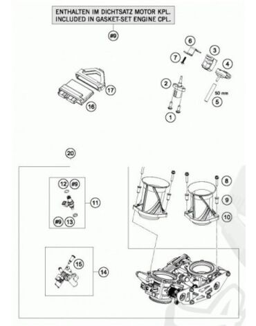 KTM уплотнение форсунки (низ) 690 990 07-> / SXF 11-> / EXCF 12-> / 1190 1290 14-> ( 75041023010 )