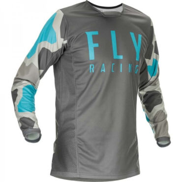 Футболка для мотокросса FLY RACING KINETIC K221 серый синий (2021) M - миниатюра 1