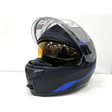 Шлем модуляр RSX Spark (HS 159) Winter, черно синий матовый, очки желтые - миниатюра 4