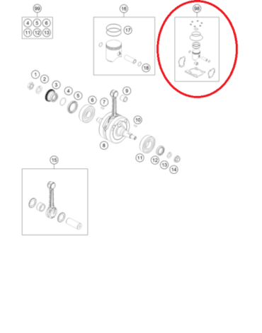 Поршень KTM125(с01)/TC125(с14) B c прокладками original