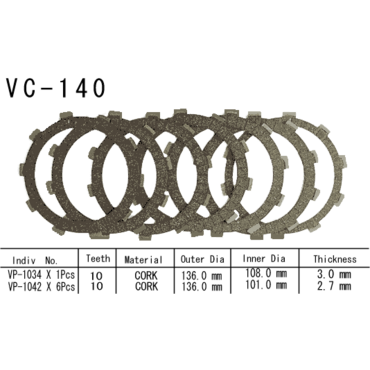VESRAH VC 140 фрикционные диски сцепления XL700 // MR 004820 - миниатюра 2