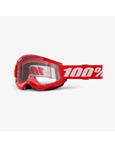 Очки для мотокросса подростковые 100% Strata Junior Red с прозрачной линзой