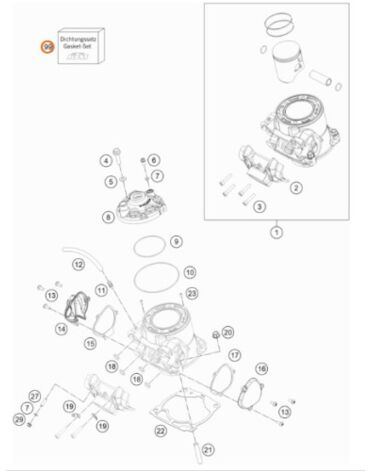 Комплект прокладок верх TE250 300(17 23)*