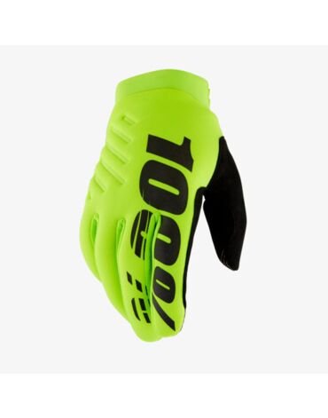 Мотоперчатки подростковые 100% Brisker Youth Glove, fluo yellow black (YL, Детская Кросс эндуро)