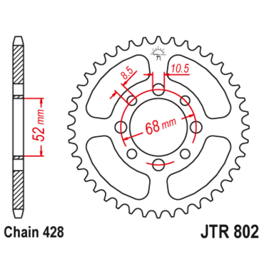 Звезда ведомая JTR802 48 - миниатюра 1