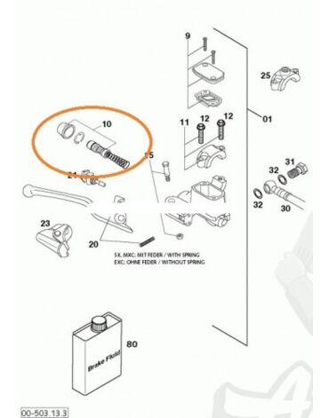KTM ремкомплект торм машинки front SX / EXC D9.0 mm 09 13 ( 54813008300 )
