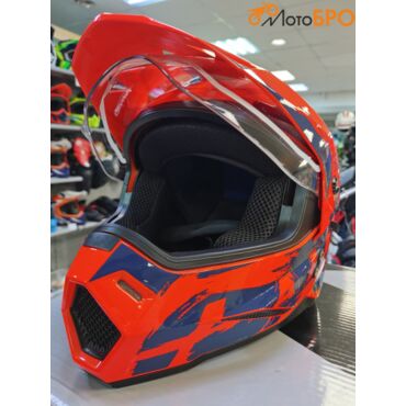 Шлем детский мотард AiM JK802Y Orange Blue - миниатюра 4