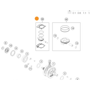 KTM Piston kit Gr. I MX 250 Поршень (Гр.I) в комплекте с прокладками KTM SXF EXCF 250 24-> ( A46030007010 I ) - миниатюра 2