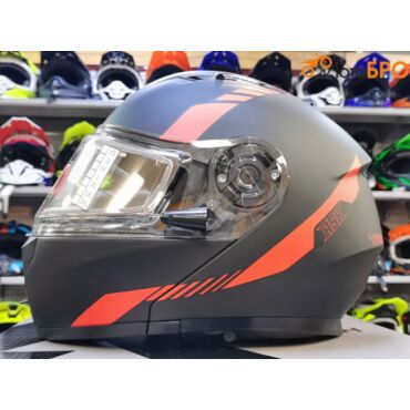 Шлем модуляр RSX Spark (HS 159) Winter, черно красный матовый, очки желтые - миниатюра 3