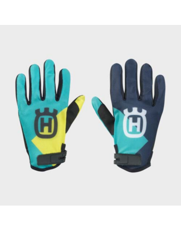 Мотоперчатки подростковые 100% Husqvarna Railed Gloves, blue yellow (YL, Детская Кросс эндуро)