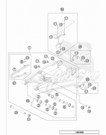 KTM защитный кожух цепи верх ( SET ) 950 / 990 03 15 ( 60004060010 = 60004061000 / 60004061100 + крепеж )