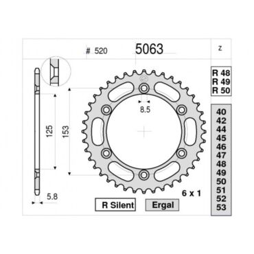 Звезда ведомая Ognibene 5063 R50 (JTR210.50) - миниатюра 1