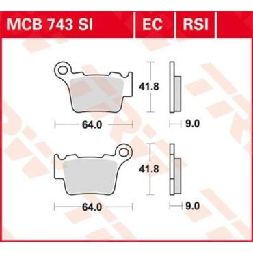 TRW MCB 743 SI колодки тормозные  синтетика задние КТМ Husqvarna  SX/ EXC / TE / FE - миниатюра 2