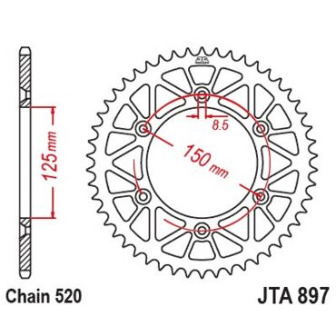 Звезда ведомая алюминиевая JTA897.47ORG - миниатюра 1