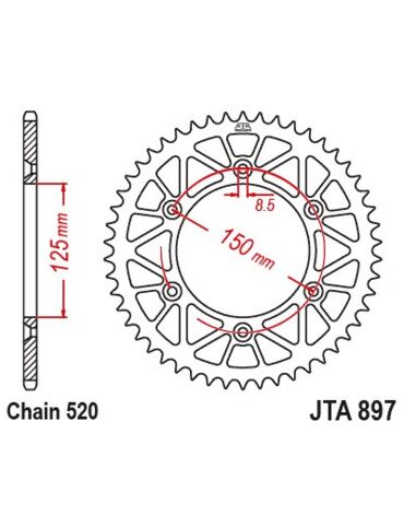 Звезда ведомая алюминиевая JTA897.47ORG