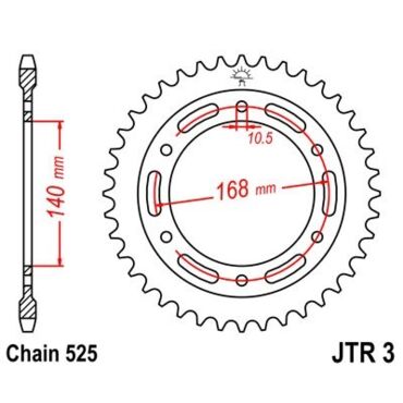 JTR 3 42 звезда ведомая стальная 42 зуба ( болт 10.5mm ) BMW F800 / F700 GS (10 16) - миниатюра 1