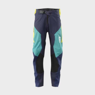 Мотоштаны подростковые Husqvarna Railed Kids Pants, blue yellow (24, Детская Кросс эндуро) - миниатюра 2