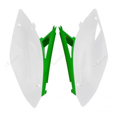 Боковины задние Kawasaki KX250F 2009 2012 и Kawasaki KX450F 2009 2011 бело зеленые - миниатюра 1