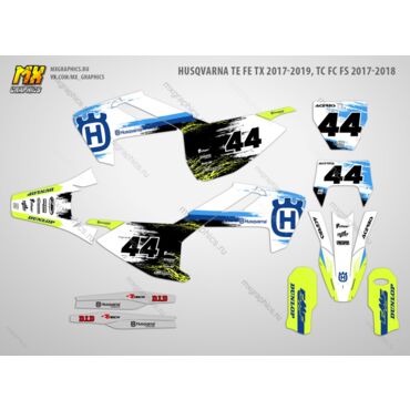 Наклейки на мотоцикл Husqvarna TE FE TX 2017-2019, TC FC FS 2017-2018. Серия Light Neo Brush - миниатюра 1