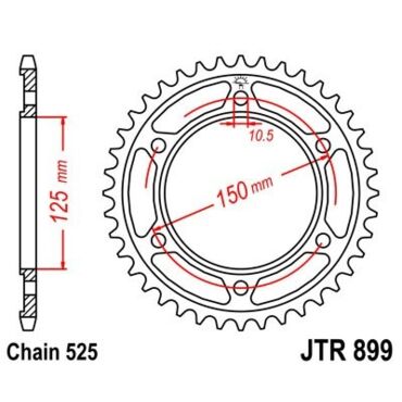 JTR 899 45 звезда ведомая стальная 45 зубов  990 1090 1190 1290 / ( + 3 ) - миниатюра 1