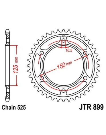 JTR 899 45 звезда ведомая стальная 45 зубов  990 1090 1190 1290 / ( + 3 )