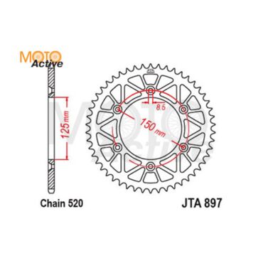 Звезда ведомая алюминиевая JTA897.49ORG 6x150x125 (520 49) - миниатюра 1