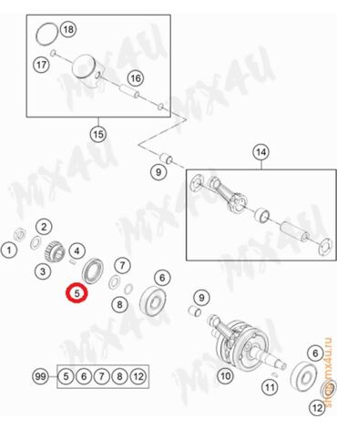 Сальник коленвала SX65 12 22 TC65 17 22 MC65 21 22 30x47x7 (0760304774E)