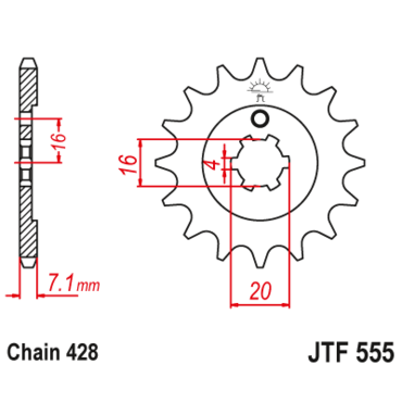 Звезда ведущая 13 зубов Kawasaki KX65 00 20 / KX85 01 20 (428 цепь) JT - миниатюра 1