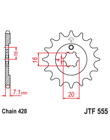 Звезда ведущая 13 зубов Kawasaki KX65 00 20 / KX85 01 20 (428 цепь) JT