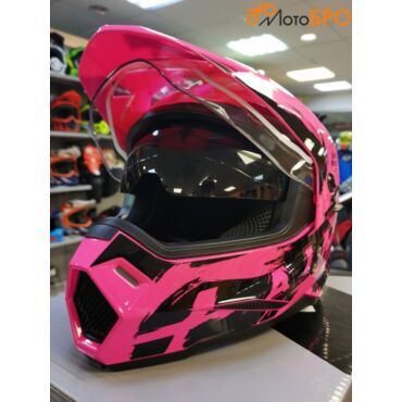Шлем детский мотард AiM JK802Y Pink Black - миниатюра 3