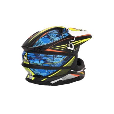 Desment Шлем кроссовый Raptor White Yellow Blue graphic - миниатюра 4
