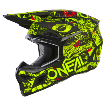 Oneal Шлем кроссовый детский 3Series Attack Youth V24 черный желтый - миниатюра 4