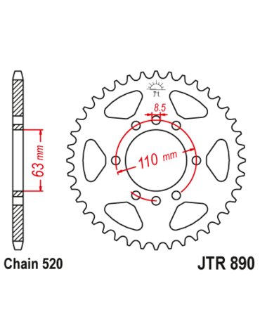 Звезда ведомая JTR890 42 черная