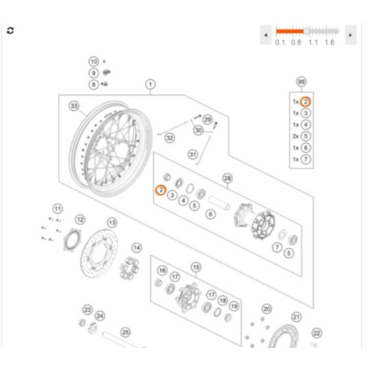 KTM Спейсер заднего колеса правый 890 1190 1290 Adv 15 24 ( 60310013100 / 60310013000) - миниатюра 1