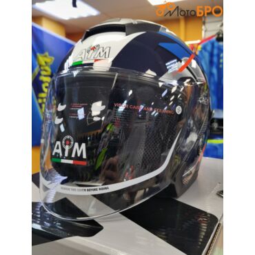 Шлем открытый AiM JK526 Blue Red Black - миниатюра 7