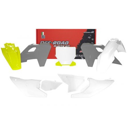 Комплект пластика Husqvarna Кросс TC FC 125 450 (2023 2024), Белый желтый серый