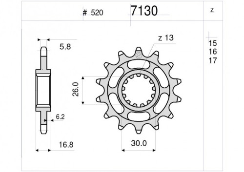 Звезда ведущая Ognibene 7130 Z14 (JTF1269.14)