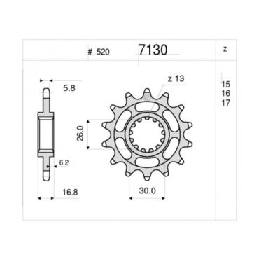 Звезда ведущая Ognibene 7130 Z16 (JTF1269.16) - миниатюра 1