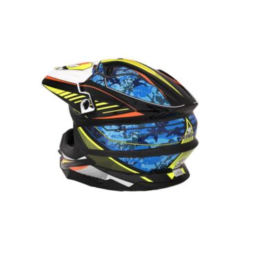 Desment Шлем кроссовый Raptor White Yellow Blue graphic - миниатюра 5