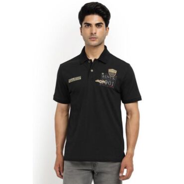 Футболка поло MULTI BADGE POLO BLACK , размер 2XL - миниатюра 1