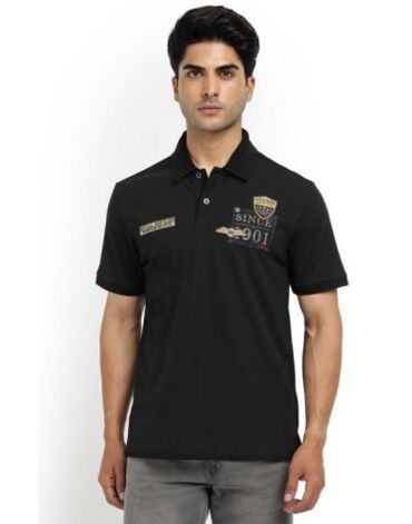 Футболка поло MULTI BADGE POLO BLACK , размер 3XL