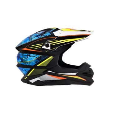 Desment Шлем кроссовый Raptor White Yellow Blue graphic - миниатюра 6