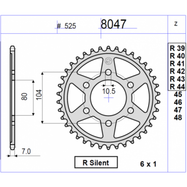 Звезда ведомая Ognibene 8047 R39 (JTR1489.39) - миниатюра 1