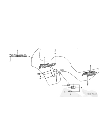 HONDA наклейка на боковой пластик XL600 (87134 MS6 880ZB)