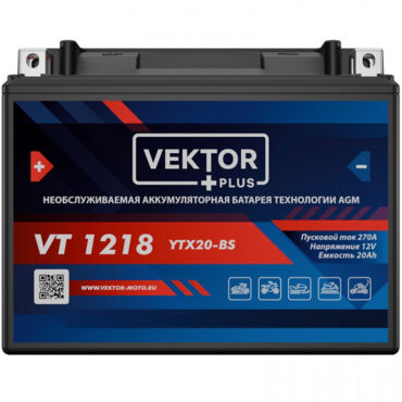 АКБ VEKTOR VT 1218 EB20H 4 YTX20 BS, YTX20H BS (175 x 87 x 155) 18Ач (CT1218) - миниатюра 1